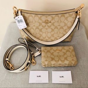 Coach Lewis w/ matching wristlet light khaki chalk